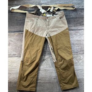 Cabela's Mens Hunting Overalls Pants 42x29 Brown Canvas Briar Guard Double Knee